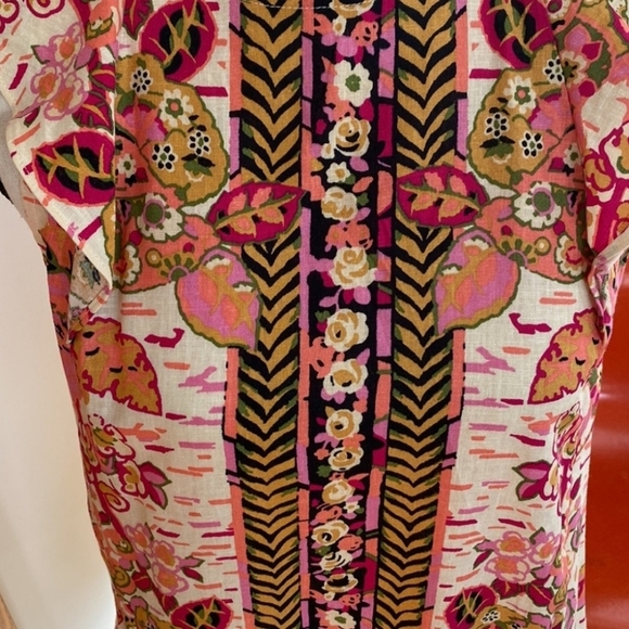 Free People Summer in Tulum Tunic Dress M Pink Combo Ruffle Tie Back - NWT - Picture 7 of 12